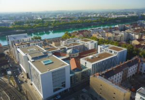 An ariel view of the UCLY building in Lyon, France